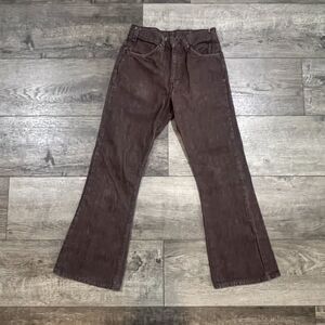 Vintage 60s Levi’s Big E Brown Wine Flare Jeans Talon Zipper USA Women’s 26x28
